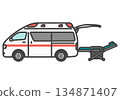 救護車和擔架的簡單可愛插圖 | 福利車輛系列 134871407