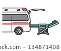 擔架裝卸救護車簡易可愛插圖 | 福利車輛系列 134871408