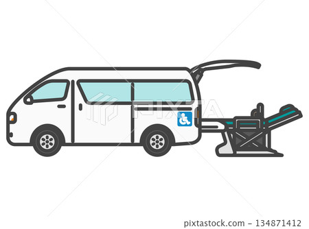 High-roof welfare vehicle van equipped with a stretcher illustration | Welfare vehicle series High-roof welfare vehicle van equipped with a stretcher illustration | Welfare vehicle series 134871412
