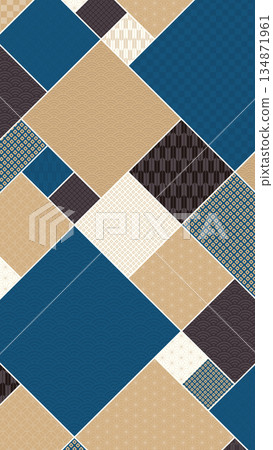 16:9 直式背景材質：藍色、黑色和金色幾何圖案，由傳統日本圖案組成 134871961