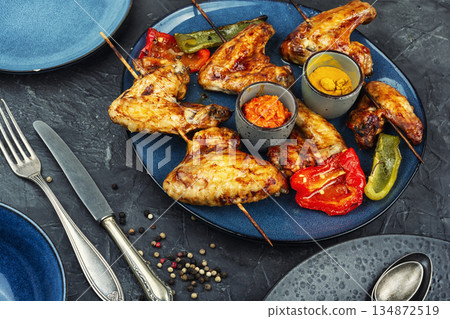 Grilled Chicken Wings for BBQ Menu 134872519