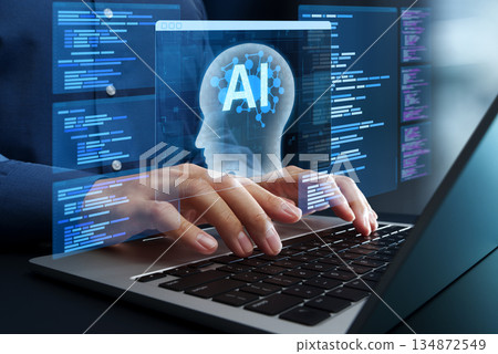 人工智慧開發。人工智慧編程與編碼。使用最新資料集訓練人工智慧。 134872549