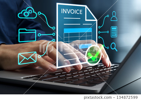 電子發票系統。實現電子發票和稅務合規的自動化管理。基於筆記型電腦。 電子發票系統。實現電子發票和稅務合規的自動化管理。基於筆記型電腦。 134872599