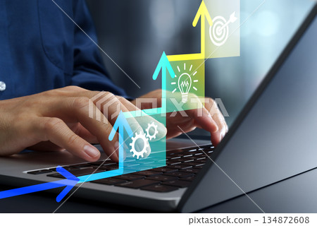 實現專案目標的步驟。商業計劃的製定和執行。管理您的成功策略。 134872608
