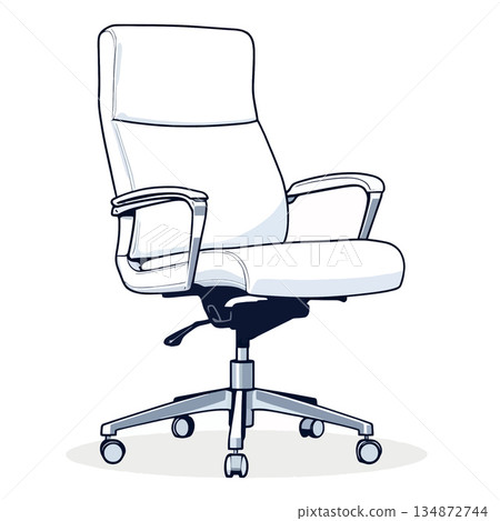 Vsai white leather executive office chair on wheels 134872744