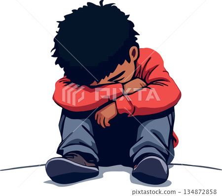 Vsai sad boy feeling lonely and experiencing depression 134872858