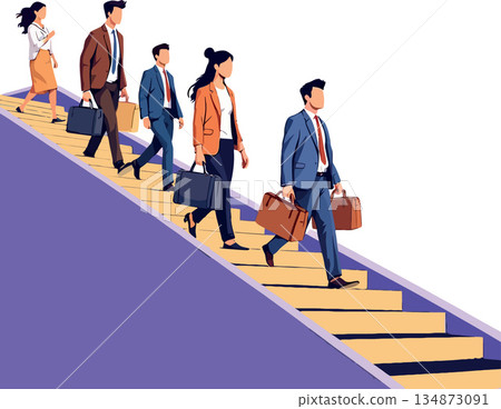 Business people climbing stairs illustrating career growth Business people climbing stairs illustrating career growth 134873091