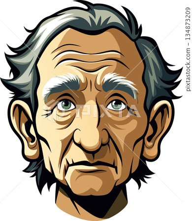 Senior man with white beard and grey hair looking forward- Senior man with white beard and grey hair looking forward- 134873209