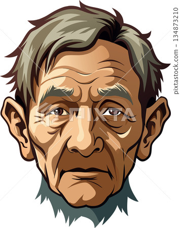 Senior man with white beard and grey hair looking forward- Senior man with white beard and grey hair looking forward- 134873210