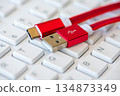 Close-up on an USB cable 134873349