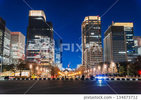 Marunouchi and Tokyo Station at the end of the year Marunouchi and Tokyo Station at the end of the year 134873712