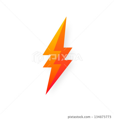 Lightning bolt icon isolated on white background. Vintage flash symbol, thunderbolt with grunge texture. Simple lightning strike sign. Vector illustration 134873773
