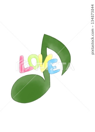 A musical note with the word LOVE on it A musical note with the word LOVE on it 134873844