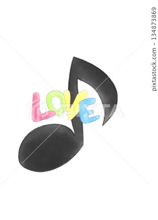 帶有字母 LOVE 的音符 134873869