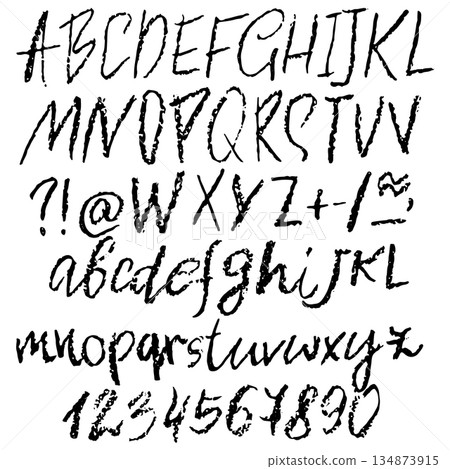 Real Hand Drawn Grunge Chalk Textured Font Real Hand Drawn Grunge Chalk Textured Font 134873915