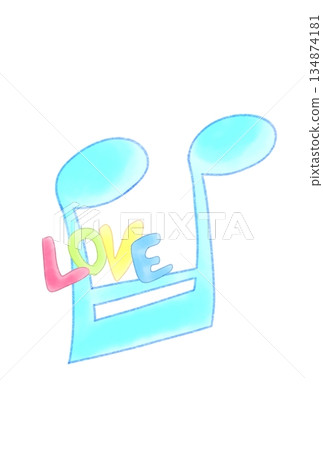 A musical note with the word LOVE on it A musical note with the word LOVE on it 134874181