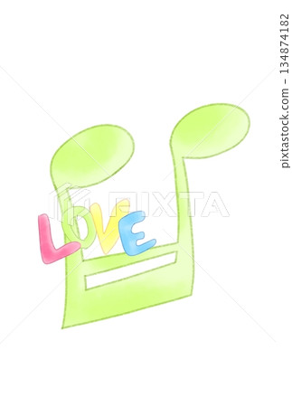 A musical note with the word LOVE on it A musical note with the word LOVE on it 134874182