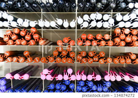 Colorful colored pens lined up 134874272