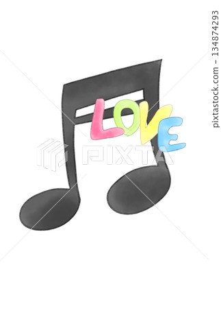 帶有字母 LOVE 的音符 134874293
