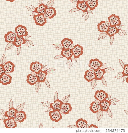 Mini Floral Bouquet Cream Rust 134874473