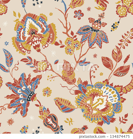 Heritage Floral Cream Multi vector 134874475