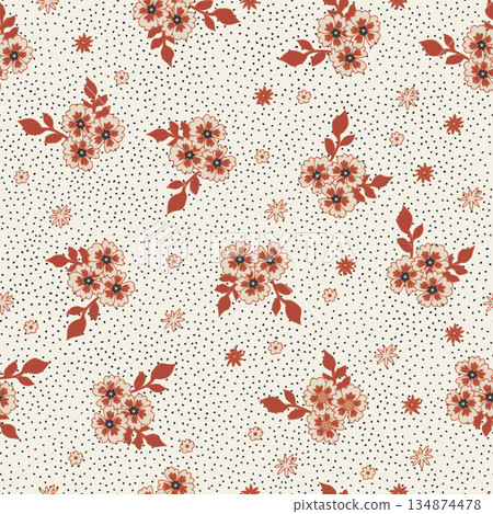 Folk Bouquet Dot Cream Rust 134874478