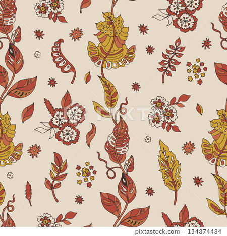 Folk Botanical Cream Multi vector 134874484