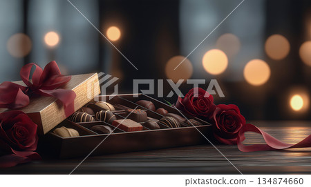 情人節禮物：玫瑰花與高級巧克力 134874660