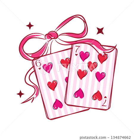 67 Valentine Day Cards meme with Bow hearts detail. Preppy Six Seven Valentines Coquette cute Shirt Design 134874662