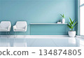 Modern interior space with blue walls 134874805