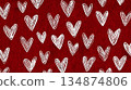 White heart pattern on a red background 134874806