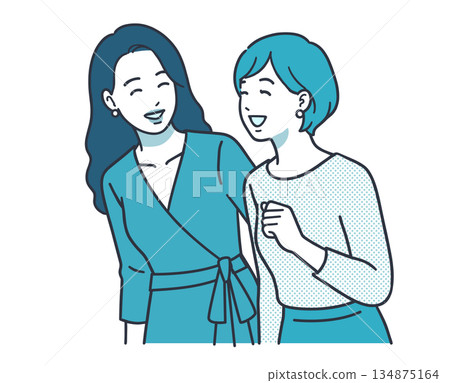 兩位女士愉快交談的插圖_溝通/日常場景 兩位女士愉快交談的插圖_溝通/日常場景 134875164