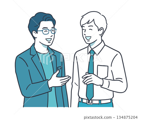 兩名男子交談的插畫_商務溝通 兩名男子交談的插畫_商務溝通 134875204