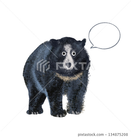 Bear warning illustration with speech bubble - Animal safety and warning material 134875208