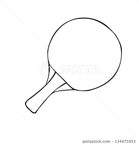 Vector hand drawn sketch outline ping pong racket 134875953