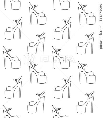 Vector seamless pattern of pole dance shoe Vector seamless pattern of pole dance shoe 134875969