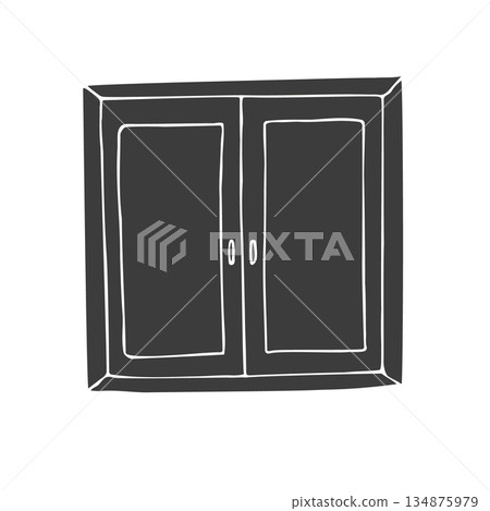 Vector hand drawn sketch doodle window Vector hand drawn sketch doodle window 134875979