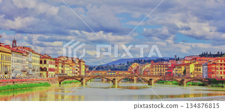 Beautiful watercolor painting of a river landscape Beautiful watercolor painting of a river landscape 134876815