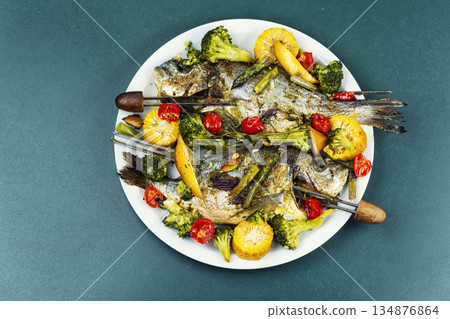 Whole fried dorado. Whole fried dorado. 134876864