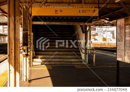 Station stairs and platform Station stairs and platform 134877049