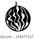 Simple watermelon silhouette icon monochrome illustration circle 134877157