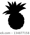 Simple pineapple silhouette icon monochrome illustration 134877158