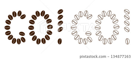 Word Go with exclamation mark Made of Coffee Beans Fill and Outline Branding Minimal Design Element. Isolated Vector illustration Motivation or Coffee Themed Cards Media Post Banner, leaflets, labels Word Go with exclamation mark Made of Coffee Beans Fill and Outline Branding Minimal Design Element. Isolated Vector illustration Motivation or Coffee Themed Cards Media Post Banner, leaflets, labels 134877163