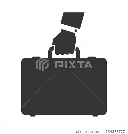 Silhouette icon of a hand holding an attaché case 134877727