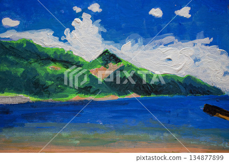 海邊丙烯畫 134877899