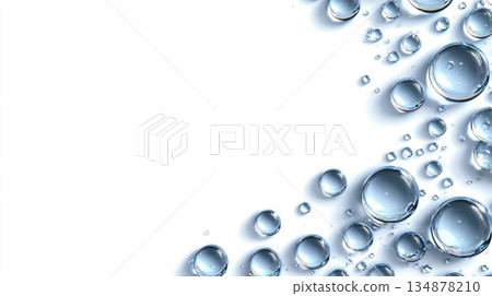 Abstract Water Bubbles on White Background with Copy Space Abstract Water Bubbles on White Background with Copy Space 134878210