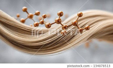 Abstract Hair Strand with Molecular Structure Representing Hair Care Science Abstract Hair Strand with Molecular Structure Representing Hair Care Science 134878513