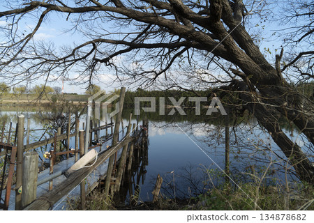 東京葛飾區柴又的矢切渡輪的冬景 東京葛飾區柴又的矢切渡輪的冬景 134878682