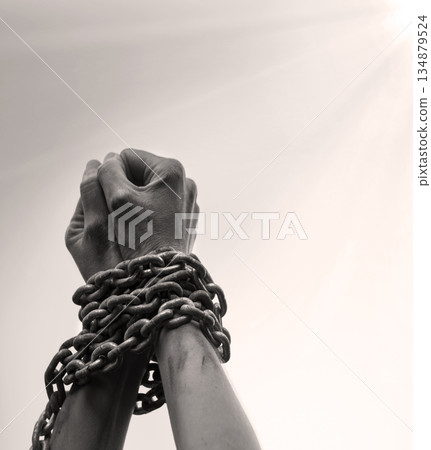 Arms Bounded with iron chain Arms Bounded with iron chain 134879524