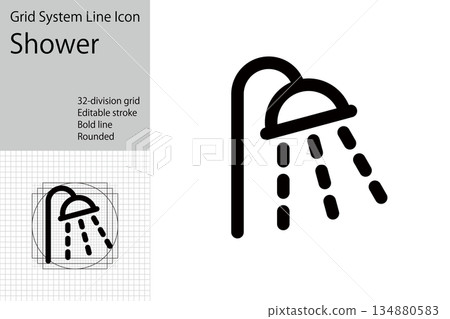 Shower icon, shower room or bathroom symbol Shower icon, shower room or bathroom symbol 134880583